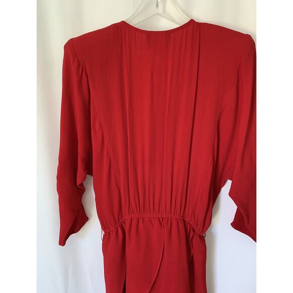 Vtg Phoebe Womens Dress 14 L Red Mini Veck Elegant Ruffles Evening - Picture 9 of 12